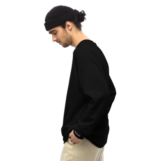 "TRADITIONAL FIT" CREW NECK SWEATER - BLACK / WHITE